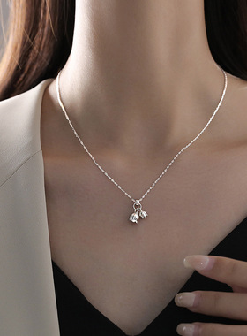 S925纯银铃兰花十字锁骨项链女