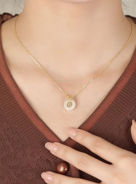 s925纯银萱草花白玉髓项链