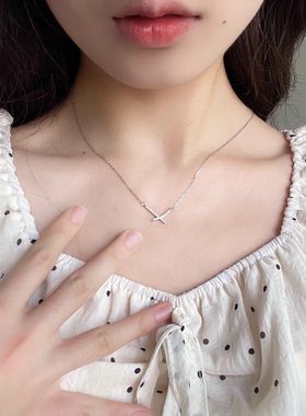 交叉项链女ins不掉色网红同款