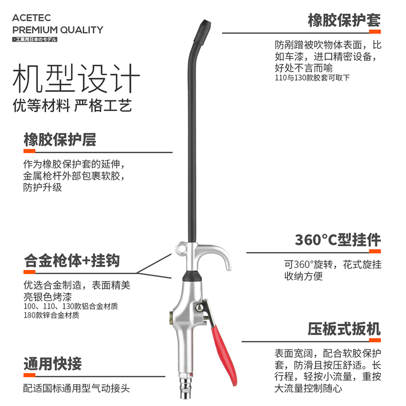 Acetec阿斯泰克AIC180强力高压吹尘枪吹风枪气动除尘枪气动工具 - 图0