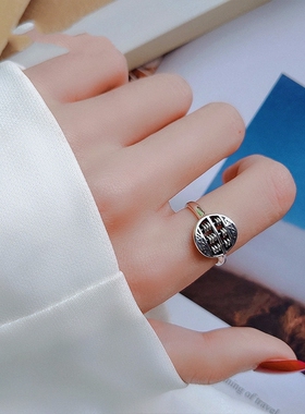 算盘男戒指黄金开口指环时尚霸气仿金金钱戒子新款