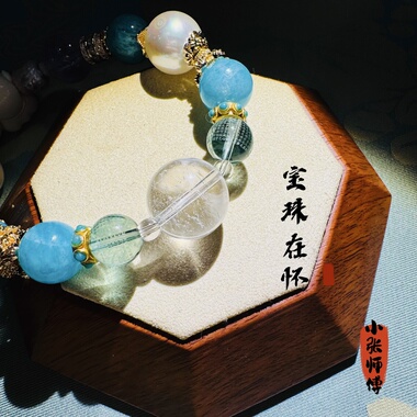 山海经系列飞天貔貅【小张喜珠福宝】水晶海蓝宝手链手串原创定制