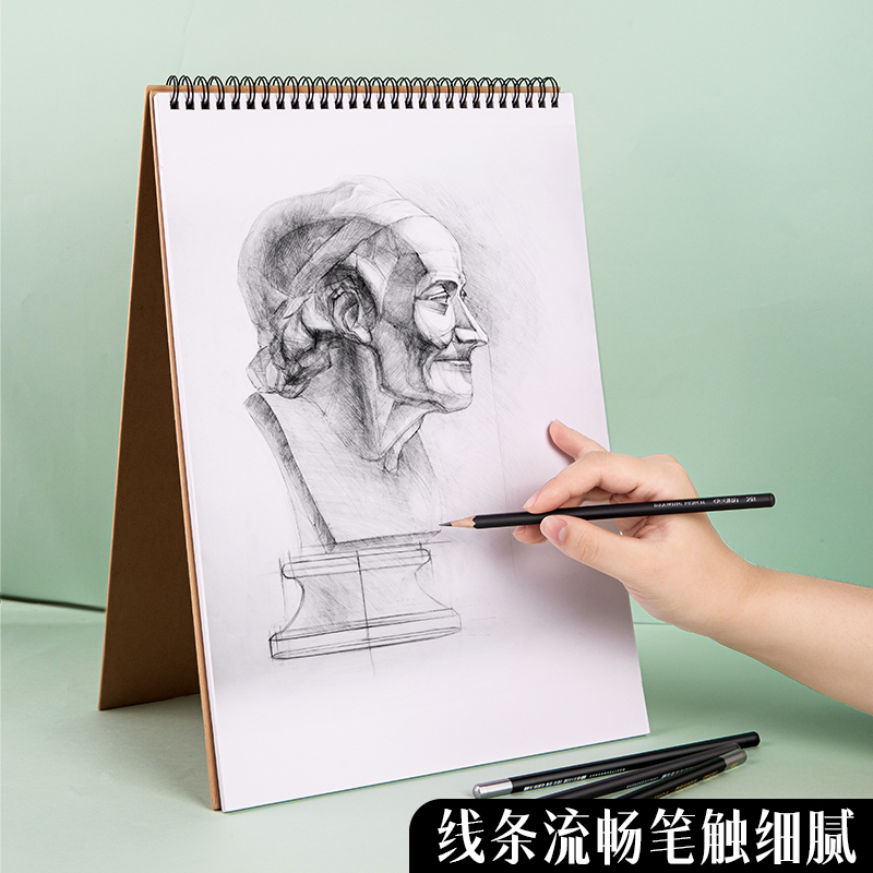 得力素描铅笔绘画美术生用炭笔初学者速写素描笔素描工具套装14b6b8b铅笔素描碳笔软中硬绘图画画套装-图1