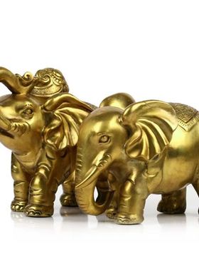 纯铜大象摆件一对招财铜象吸水象特大号店铺客厅财位开业工艺礼品