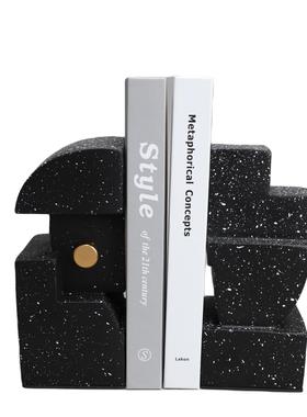 现代简约树脂几何书挡艺术摆件样板间书柜办公室书立桌面软装饰品