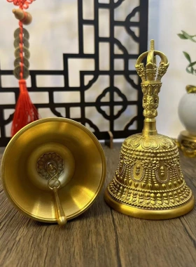 多吉缘佛金具用品尼泊尔工金刚铃杵五刚杵手铜制股老法器碰钟