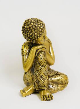 黄铜佛像睡佛雕塑工艺品摆件东南亚中式客厅玄关装饰创意人物