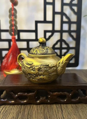 多吉缘销黄铜仙鹤转转铜壶茶壶家具居茶桌茶铜摆件龙凤呈祥茶纯壶