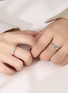 星城新品足银纯银春芽情侣戒指简约小众百搭高级感对戒饰品新中式