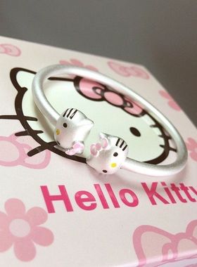 卡通hellokitty凯蒂猫手镯女母子一对开口儿童小孩送生日礼物饰品