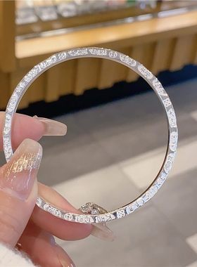 足银999吉言手镯方形平安福字纯银手镯喜乐吉祥女款闭口实心镯子