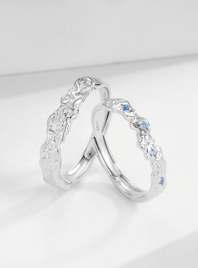 南极星999足银对戒情侣戒指创意设计款小众轻奢纯银简约纪念礼物