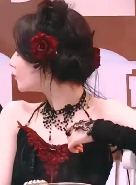 暗夜红玫瑰头花女发夹伯爵夫人