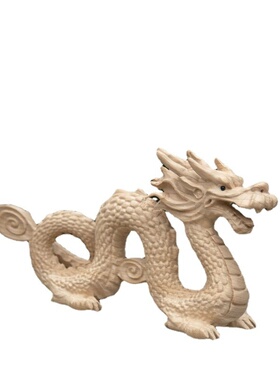 桃木龙摆件青龙摆设补角吉祥物无漆家居工艺品十二生肖办公室