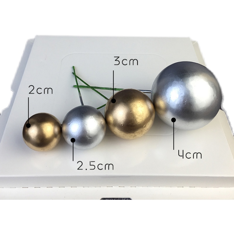 金球银球蛋糕装饰插件网红创意彩色小圆球5个装生日烘焙摆件配件 - 图3