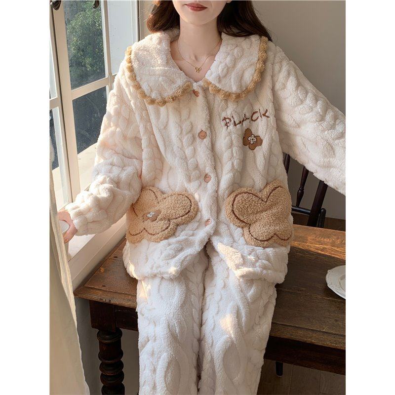 全棉纯棉加绒加厚珊瑚绒睡衣女秋冬季加绒加厚可爱冬天保暖家居服,淘宝优惠券,粉丝福利购,淘宝优惠卷