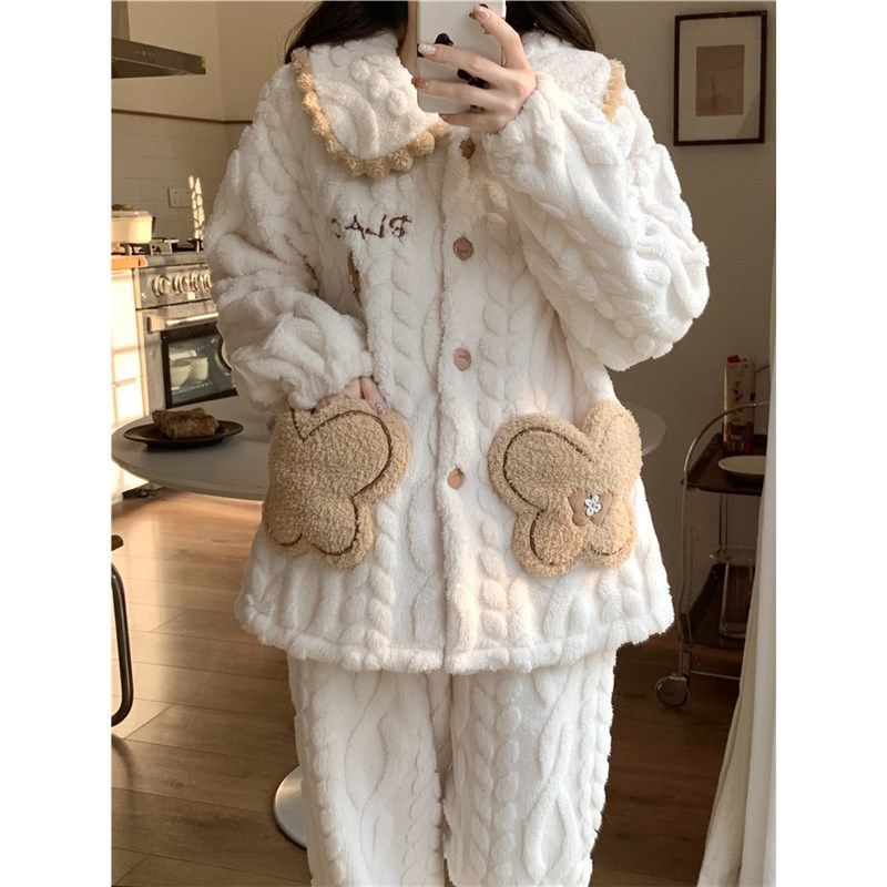 全棉纯棉加绒加厚珊瑚绒睡衣女秋冬季加绒加厚可爱冬天保暖家居服,淘宝优惠券,粉丝福利购,淘宝优惠卷