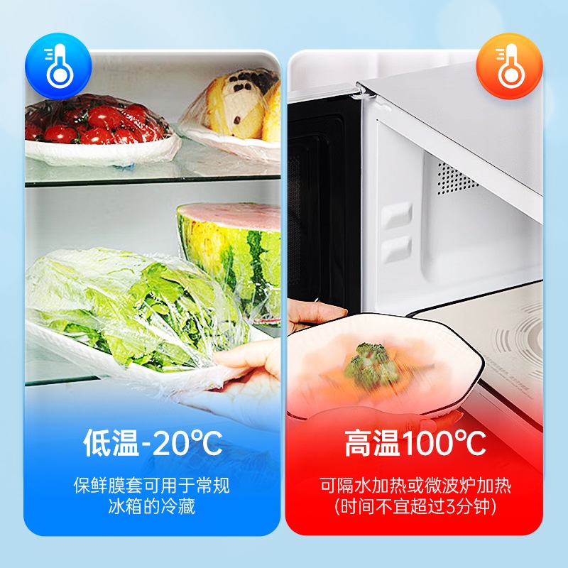 厨房用保鲜膜套一次性家用食品级冰箱菜罩耐高温带松紧口保鲜膜 - 图1