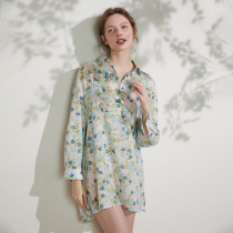 XEXZ Pyjamas Woman 2023 New spring and autumn Womens long sleeves can be worn out of the shirt skirt Skirt Flowers Home