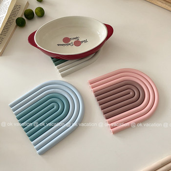 INS Korean style rainbow silicone anti-scalding heat insulation mat bowl and plate mat coaster pot mat home multi-functional placemat ຮ້ານອາຫານ