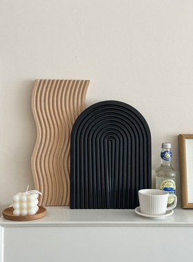 黑色冷淡风ins风木质托盘轻奢桌面摆件首饰香水收纳托盘拍摄道具