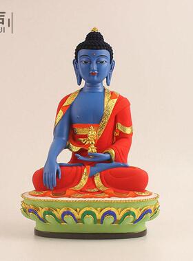 不动如来佛阿弥陀佛藏传彩绘树脂工艺品吉祥摆件师佛释迦小佛像