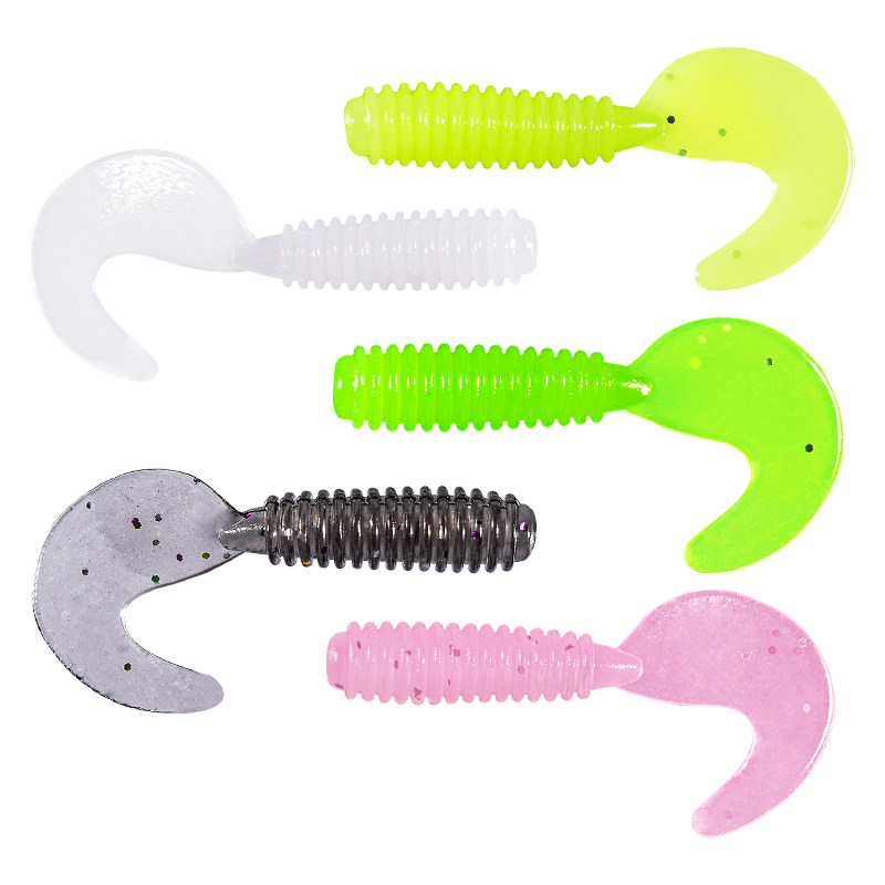 螺纹T尾路亚软饵螺旋小t尾微物软虫假饵缓沉根钓波动鳜鱼鲈鱼翘嘴,淘宝优惠券,粉丝福利购,淘宝优惠卷