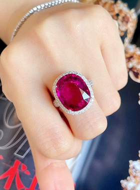 2024新款红碧玺戒指女镀s925银镶嵌精致奢华大方时尚贵气开口指环