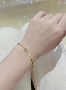 冰种蓝水蛋面珠子串手链小众气质