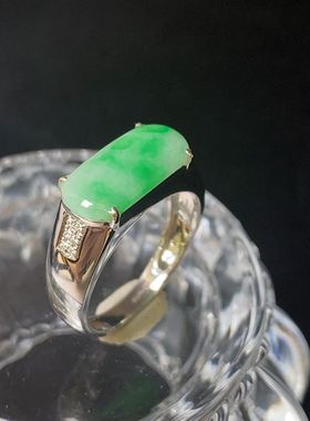 温润如玉天然玉髓戒指S925银镶嵌新款精致秀气送男友老公礼物