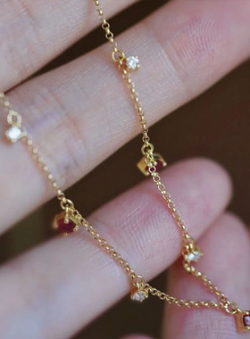 镶嵌红宝石满天星项链