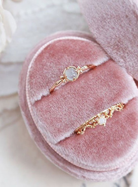 S925银戒指蓝欧泊石套戒