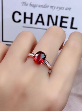 鸽血红戒指时尚石榴石戒指