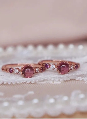 玫瑰水晶日韩风百搭款活口戒指