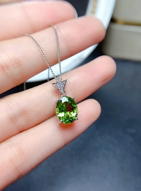 天然绿橄榄石日韩时尚清新简约女