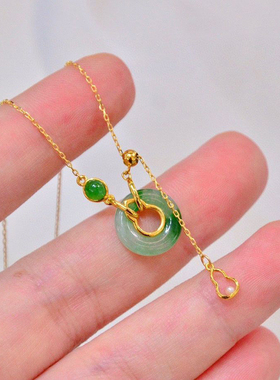 【福禄平安】冰种阳绿玉髓平安环项链女轻奢小众百搭高级感锁骨链