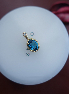 【清透蓝】日系仿蓝托帕石镶嵌吊坠项链镀18K金精致百搭高级感