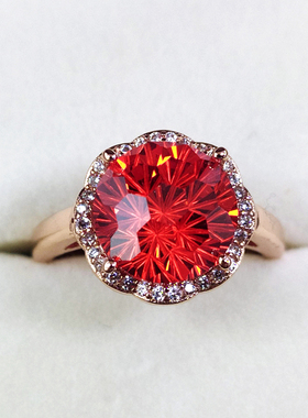 烟花切割轻奢女水晶富贵风戒指