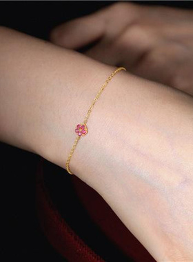 天然红宝石小红花手链