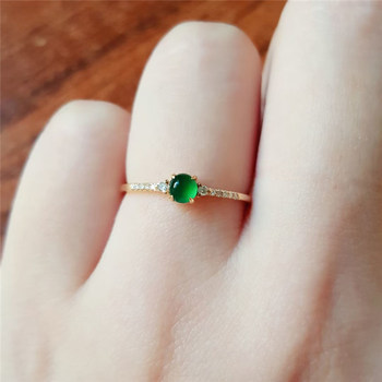 ແຫວນ Chalcedony ຕົ້ນສະບັບບໍລິສຸດ Ice Spicy Green Egg Noodle S925 Sterling Silver Inlaid Jade Ring Small and Exquisite Women's Ring