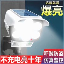 Solar Simulation Surveillance Camera New Countryside Human Body Induction Courtyard Super Bright Yard Outdoor Lighting Street Lights