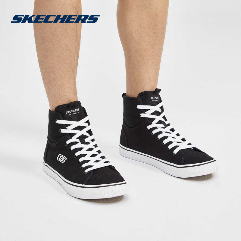 斯凯奇官方旗舰秋季情侣高帮帆布鞋 skechers斯凯奇丰宏板鞋