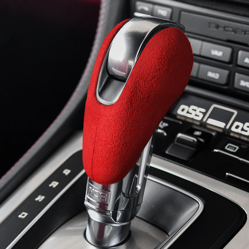 Alcantara保时捷档把套macan帕拉梅拉718卡宴911改装翻毛皮内饰贴 - 图1