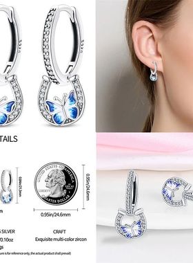 Blue Travel Magic Eye Earrings Original 925 Sterling Silver