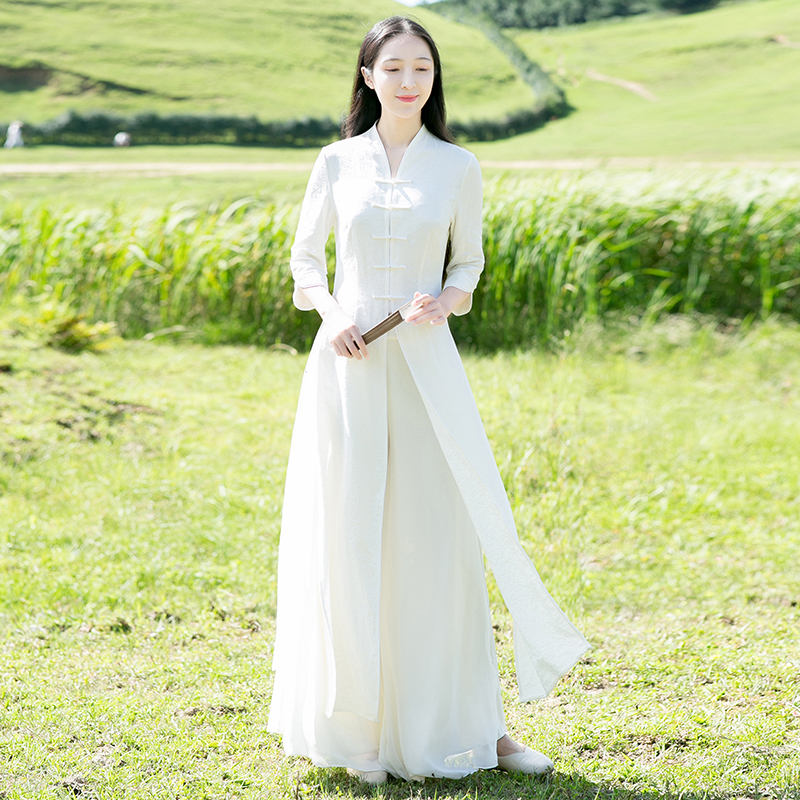 山有色 秋季中国风女装复古外套改良汉服棉麻长款修身风衣外披 2019 山有色 秋季中国风女装复古外套改良汉服棉麻长款修身风衣外披 2019