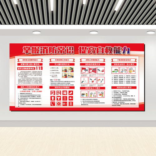 消防安全宣传海报四个能力宣传栏展板防火安全公告栏看板墙贴画消防标识标牌应急救援标语消防安全标志牌贴 - 图2