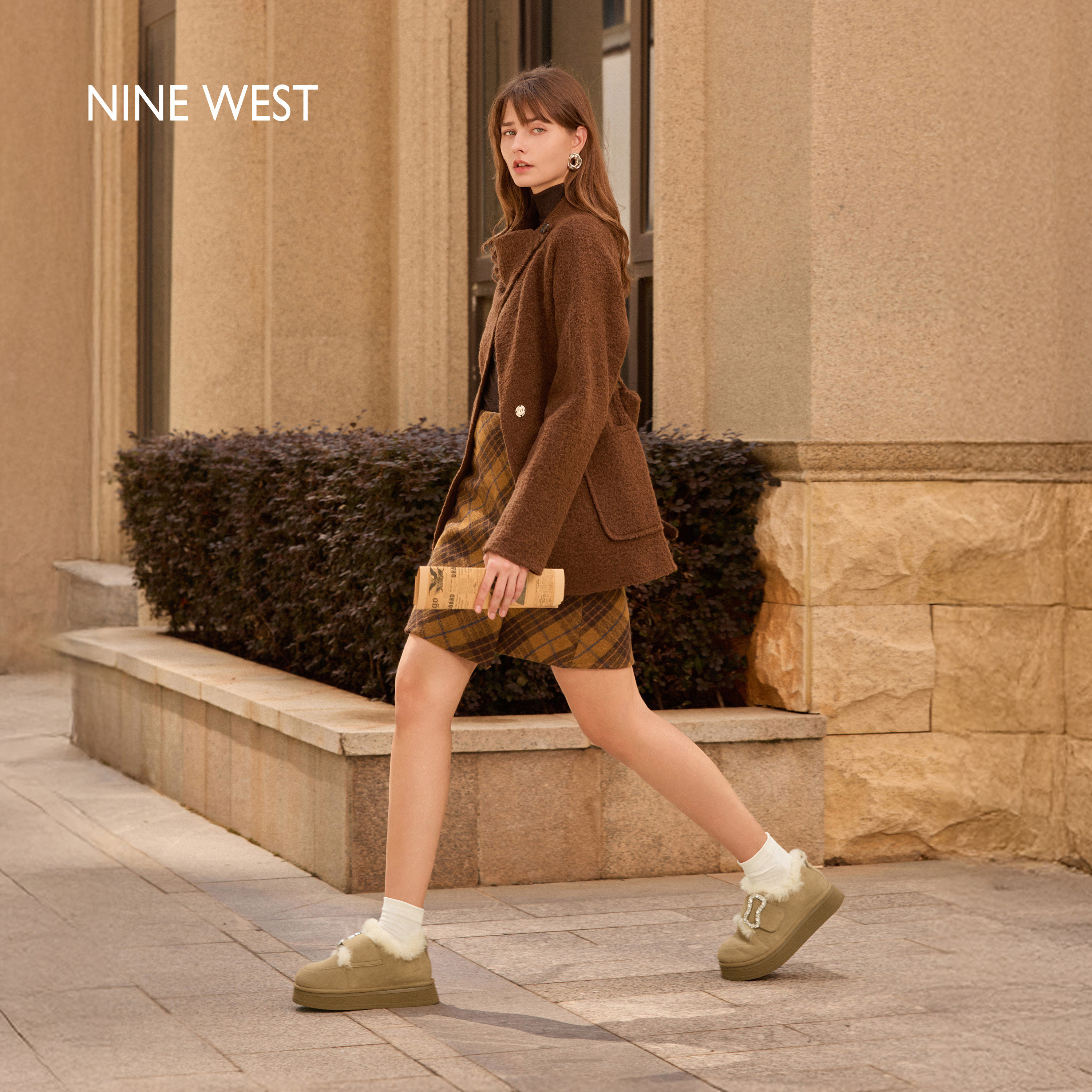 Nine West/玖熙加绒加厚雪地靴女冬季新款厚底羊毛保暖毛毛棉鞋,淘宝优惠券,粉丝福利购,淘宝优惠卷