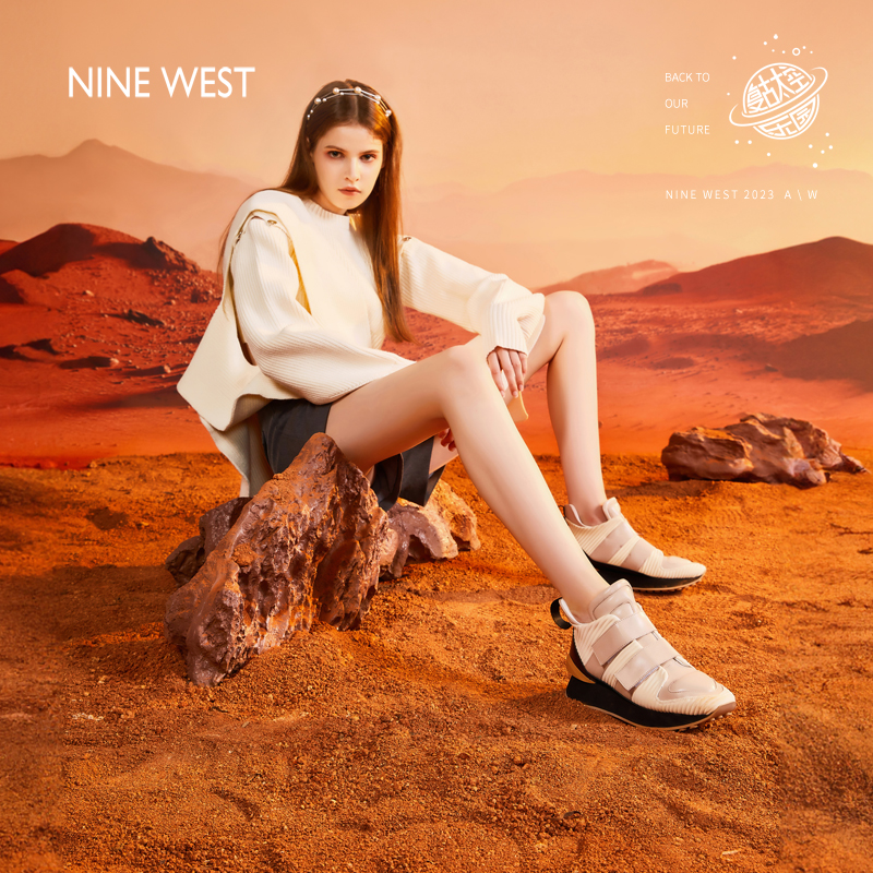 NineWest/玖熙时尚运动鞋女春夏新款魔术贴百搭休闲鞋厚底增高 - 图0