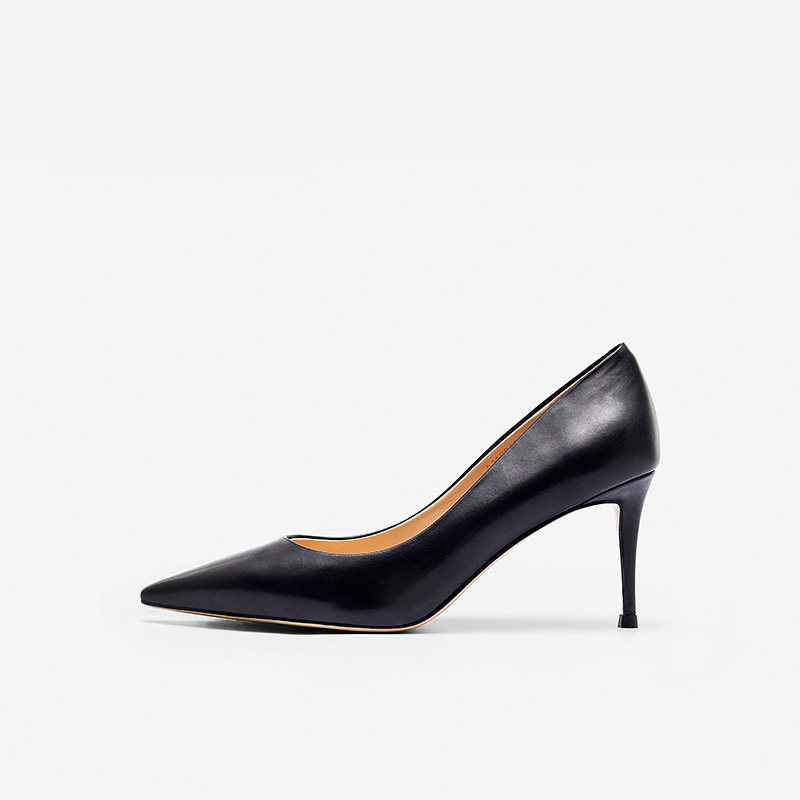 Nine West/玖熙春季羊皮高跟鞋浅口尖头女鞋通勤女士细跟单鞋