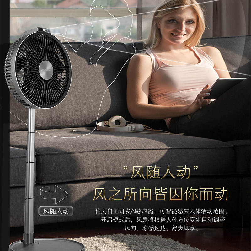 格力家用可折叠伸缩台式智能落地扇 格力润迈电风扇